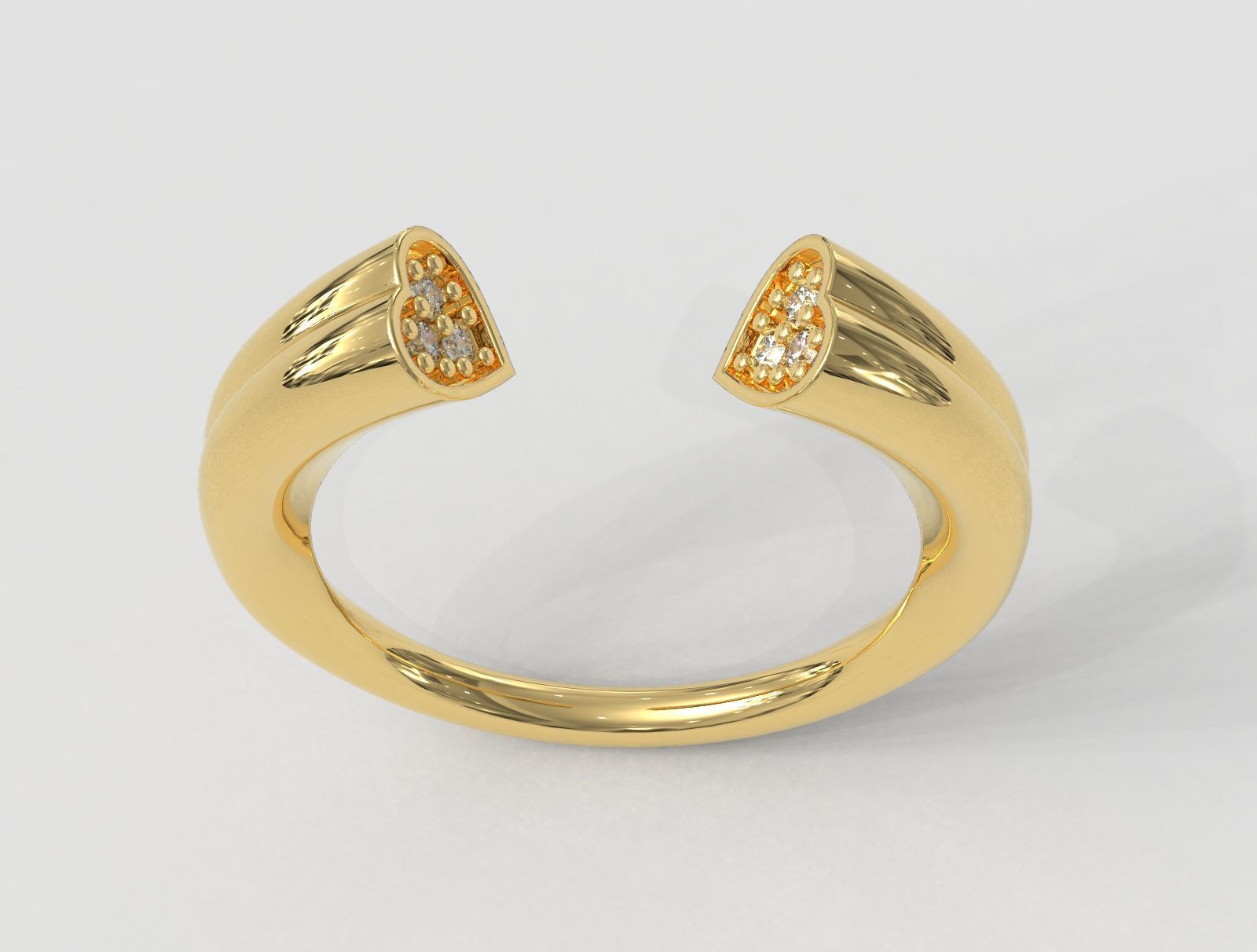 Heart Diamond Open Ring 3D print model_2