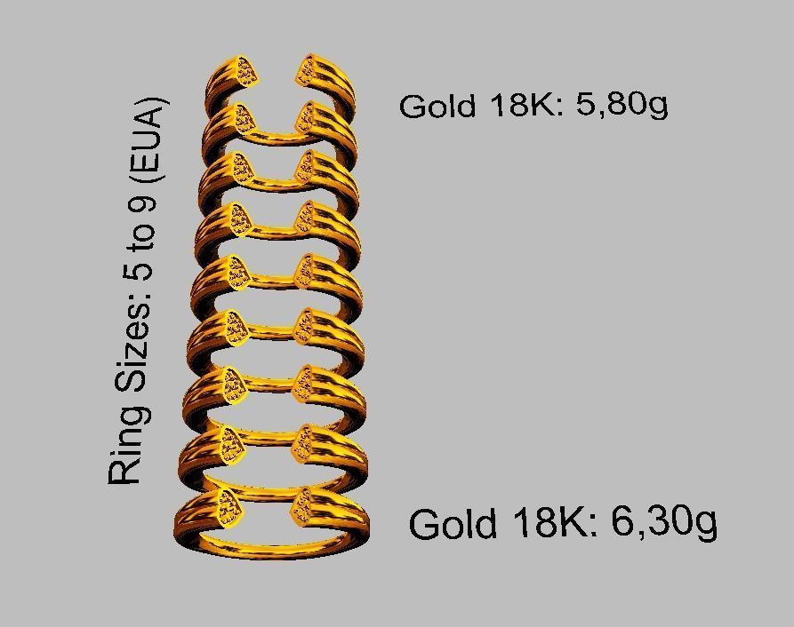 Heart Diamond Open Ring 3D print model_5