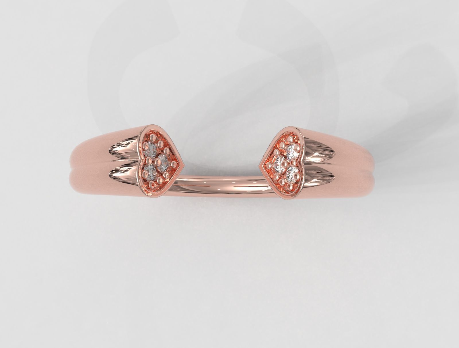 Heart Diamond Open Ring 3D print model_3