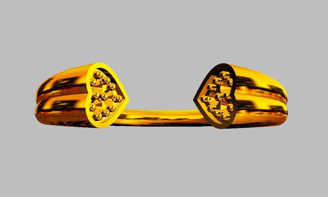 Heart Diamond Open Ring 3D print model_9