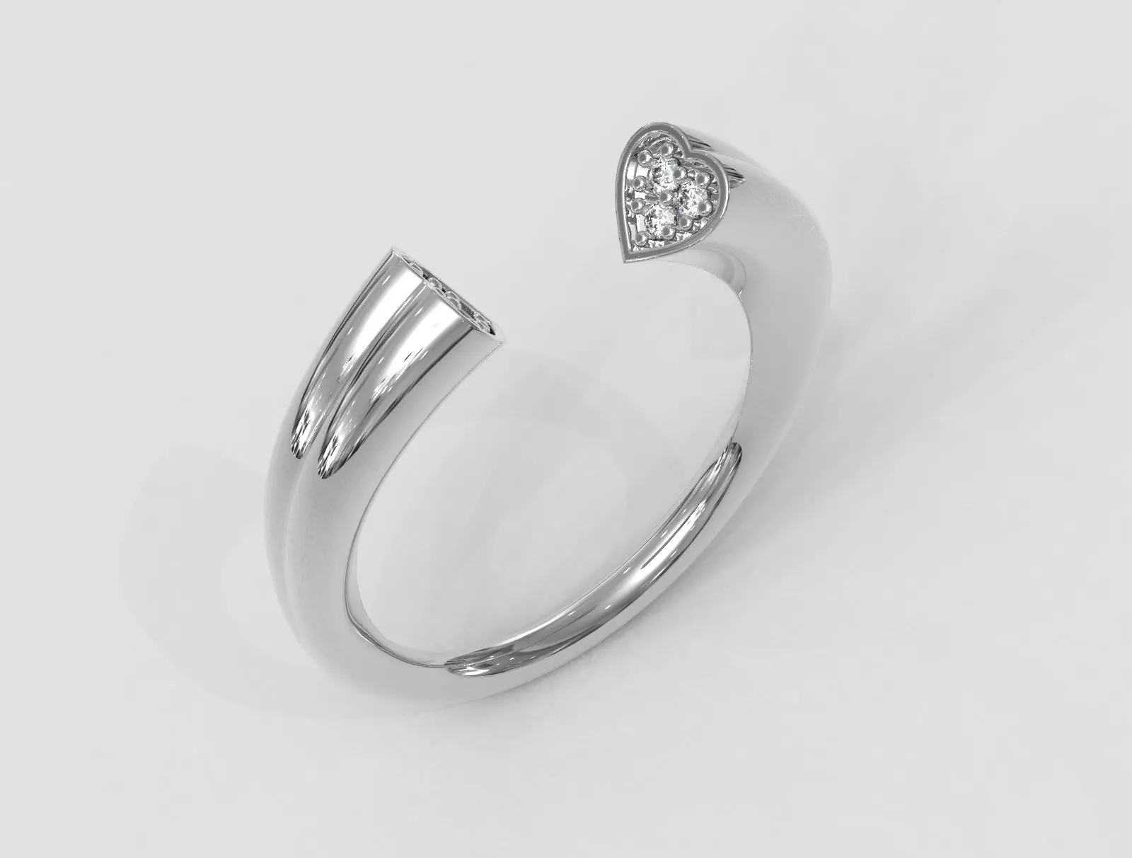 Heart Diamond Open Ring 3D print model_0