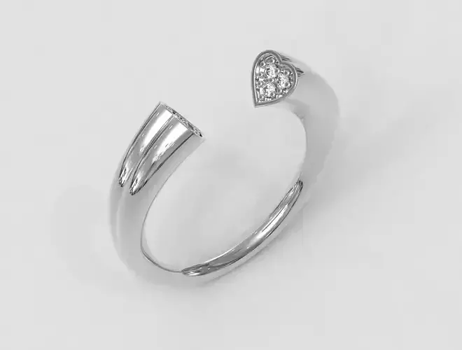 Heart Diamond Open Ring