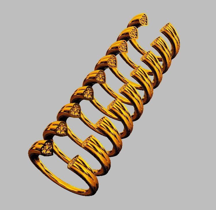 Heart Diamond Open Ring 3D print model_6