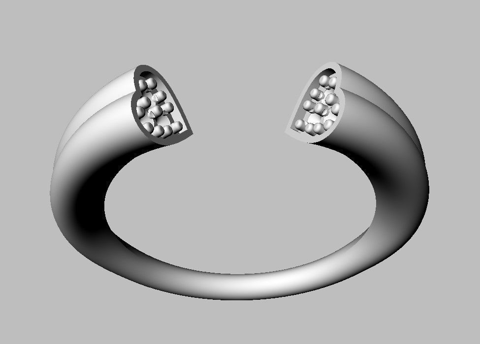 Heart Diamond Open Ring 3D print model_15