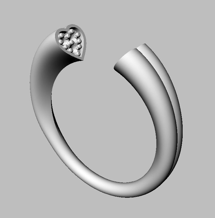 Heart Diamond Open Ring 3D print model_18