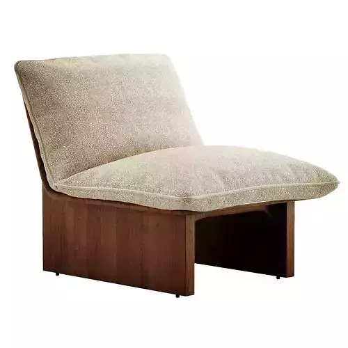 Fauteuil En Mindi Massif Et Tissu Ecru FOLK 3D model