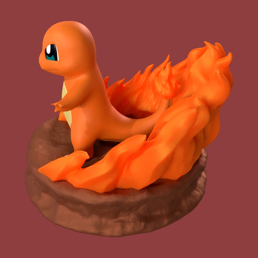 Charmander Pokemon Diorama Ready to Print 3D print model_3