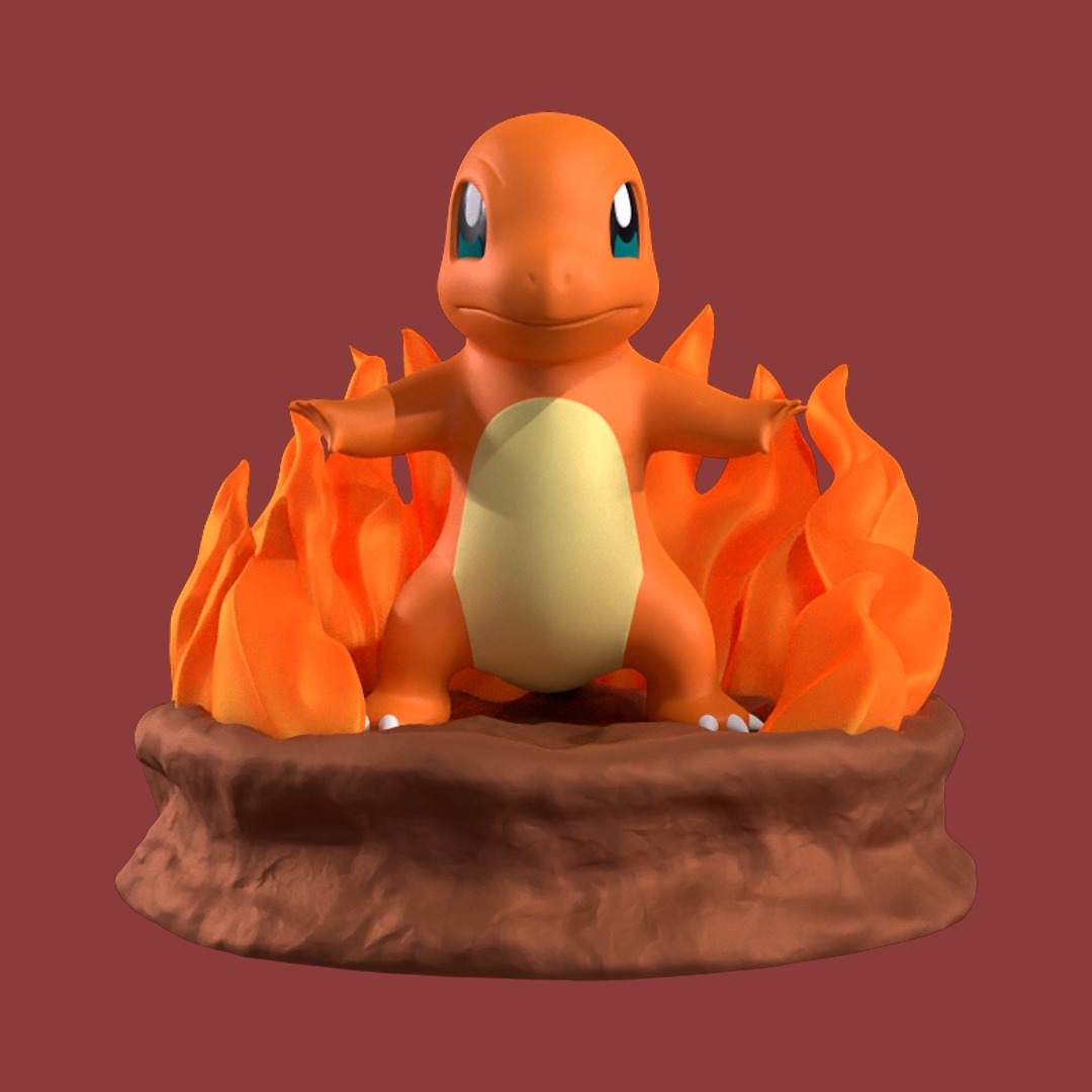 Charmander Pokemon Diorama Ready to Print 3D print model_4