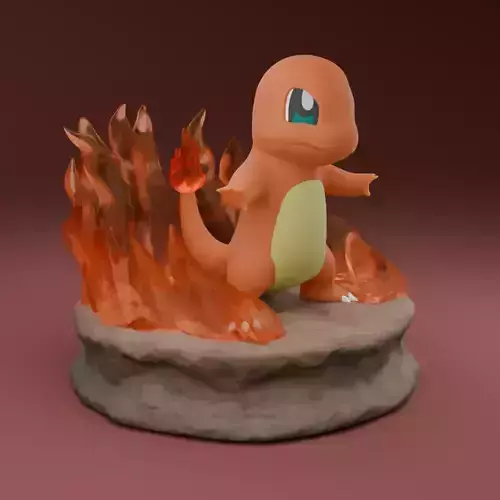 Charmander Pokemon Diorama Ready to Print