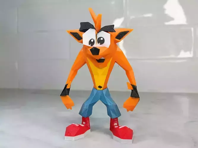 Low poly retro Crash figure 3D print model