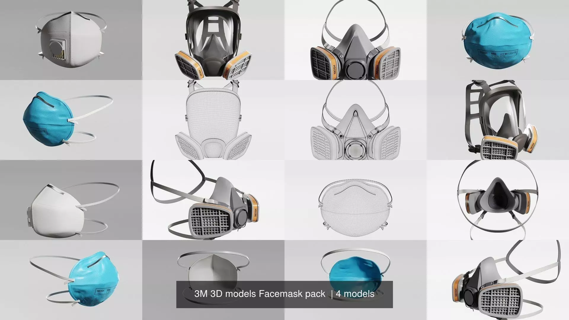 3M 3D models Facemask pack  3D Model Collection_0
