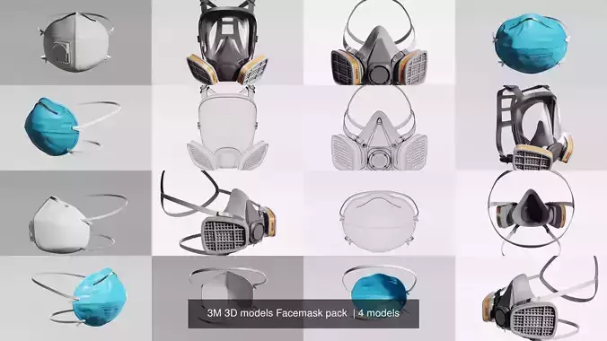 3M 3D models Facemask pack  3D Model Collection
