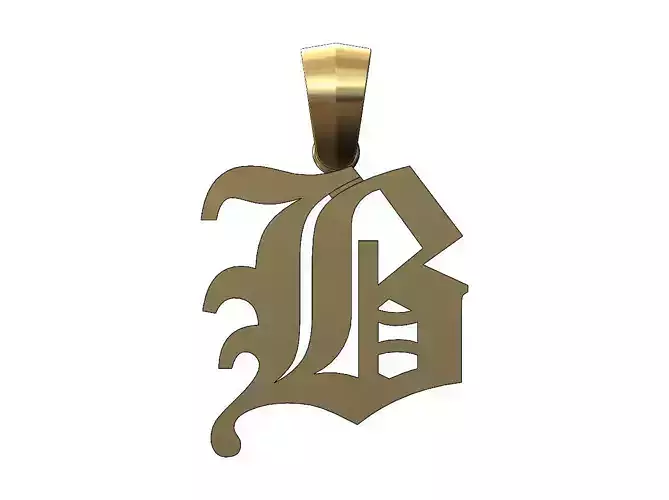 B gothic old english initial pendant charm bail