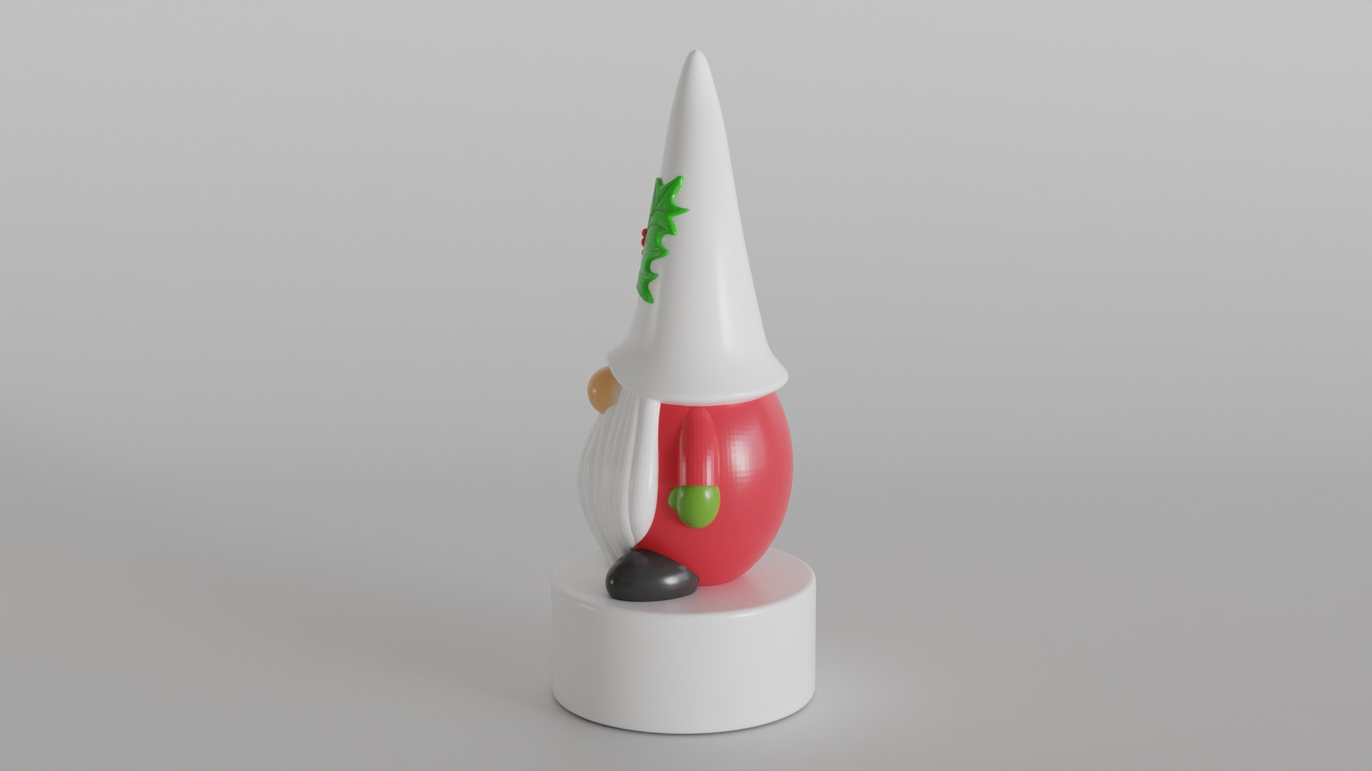 Festive Gnome with Holly Hat 3D print model_7
