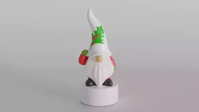 Festive Gnome with Holly Hat 3D print model