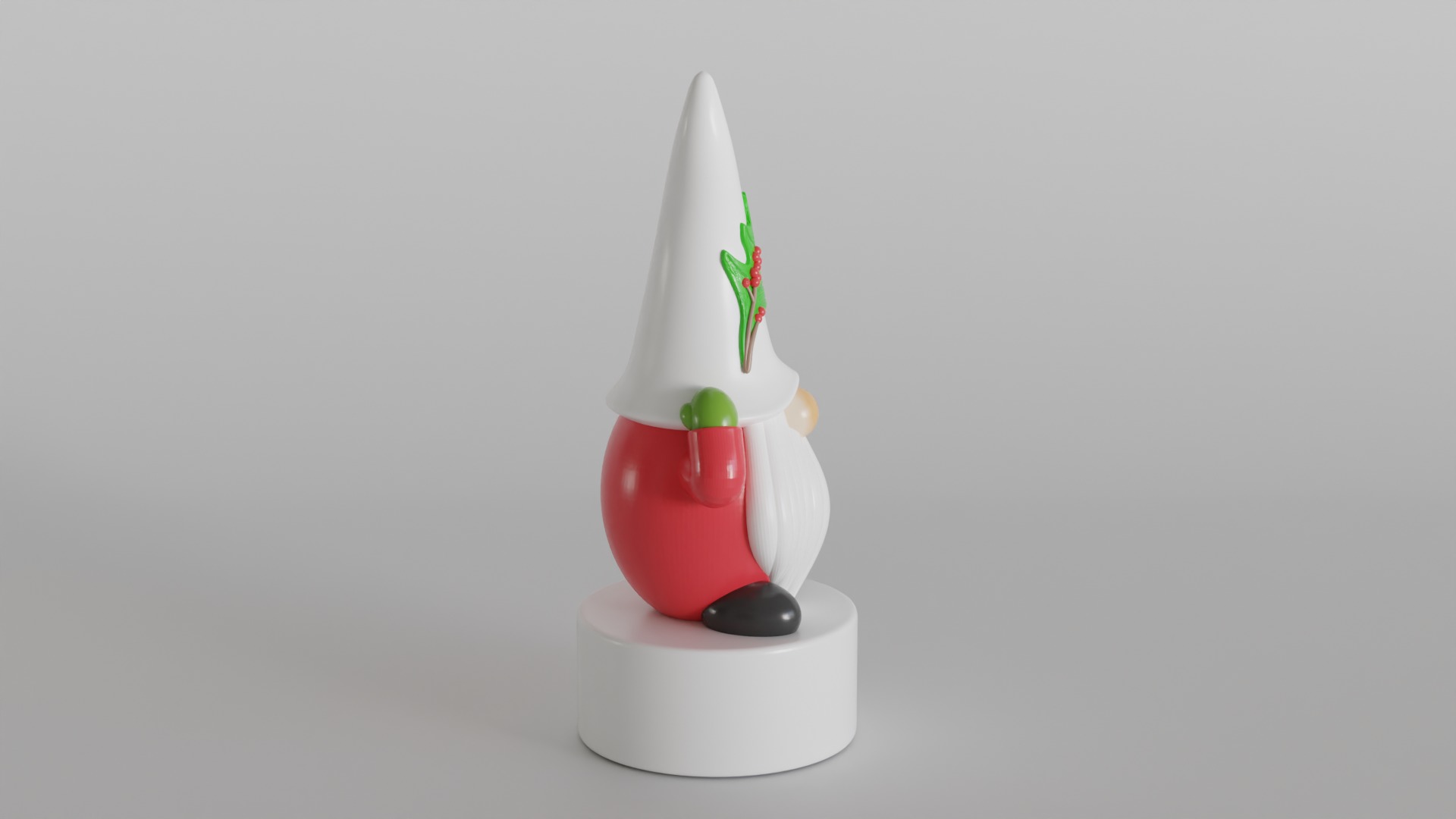 Festive Gnome with Holly Hat 3D print model_2