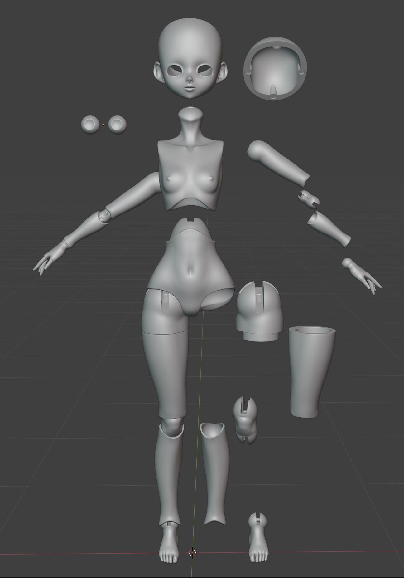 BJD Female petite doll 3D print model 3D print model_9