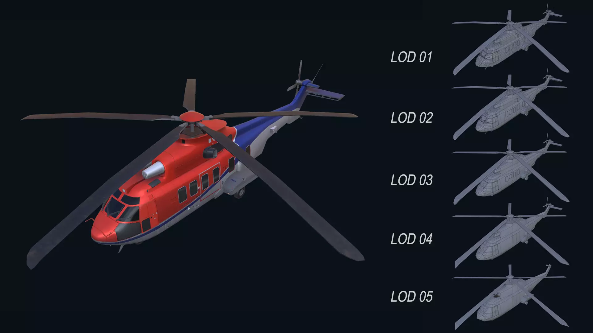 Asset - Army -EC225 Super Puma MkII 3D MODEL Low-poly 3D model_0