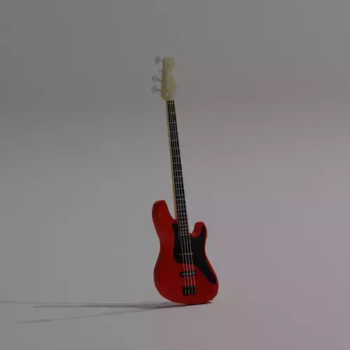Realistic Red Bass Guitar 3D Model