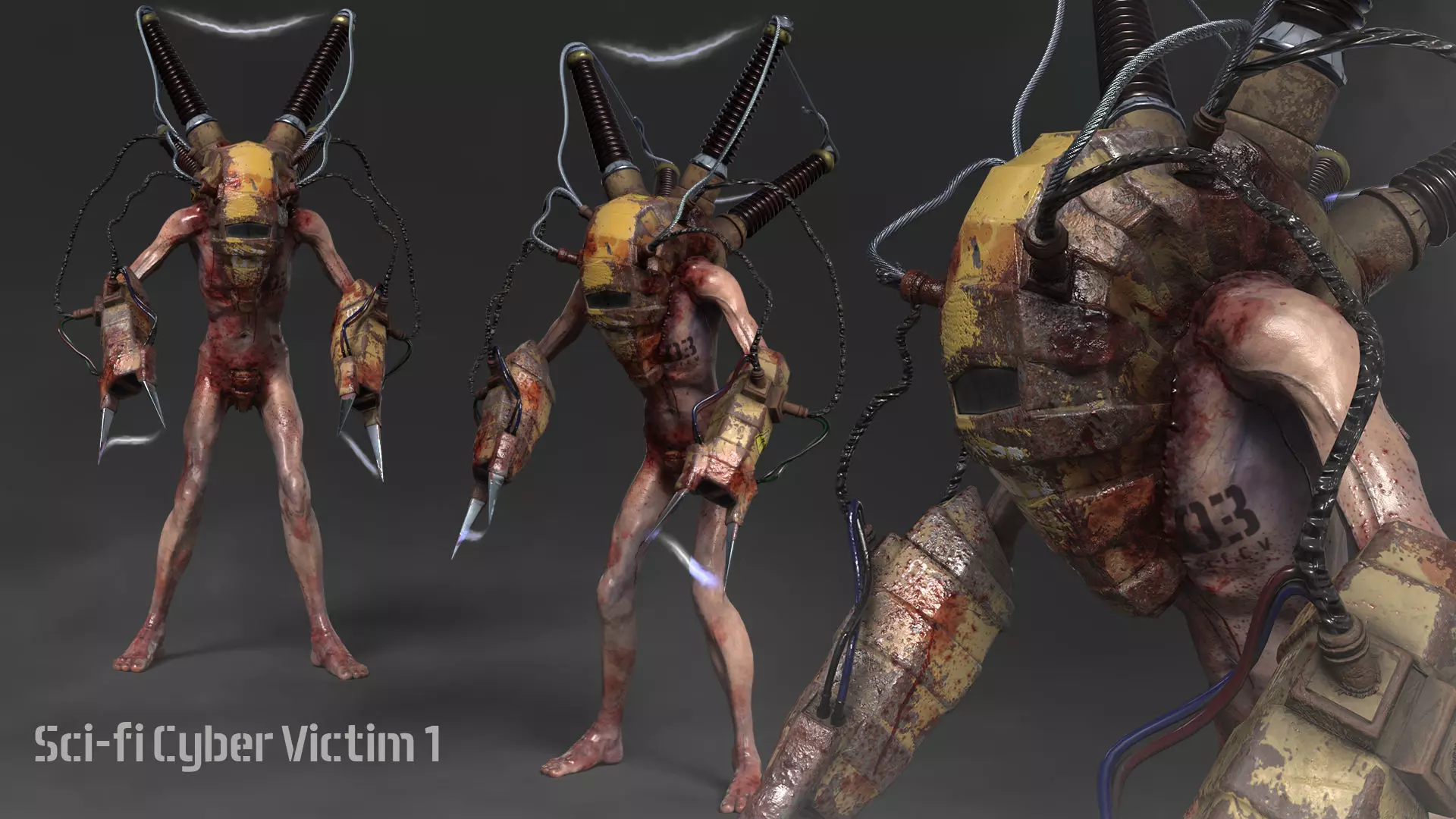 Sci-fi Cyber Victim 3 Low-poly 3D model_0