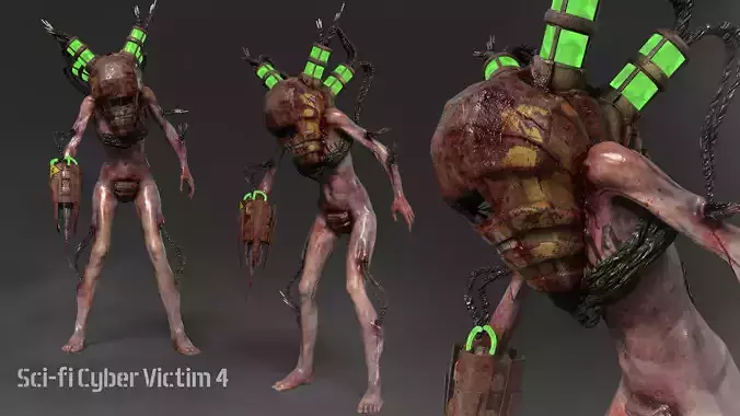 Sci-fi Cyber Victim 4 Low-poly 3D model