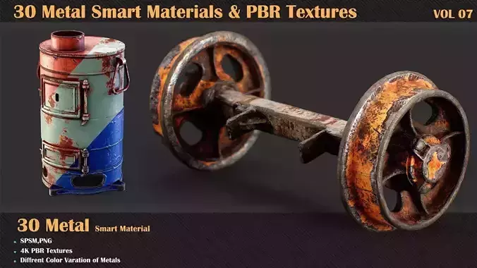 30 Metal Smart Materials and PBR Textures - VOL 07  