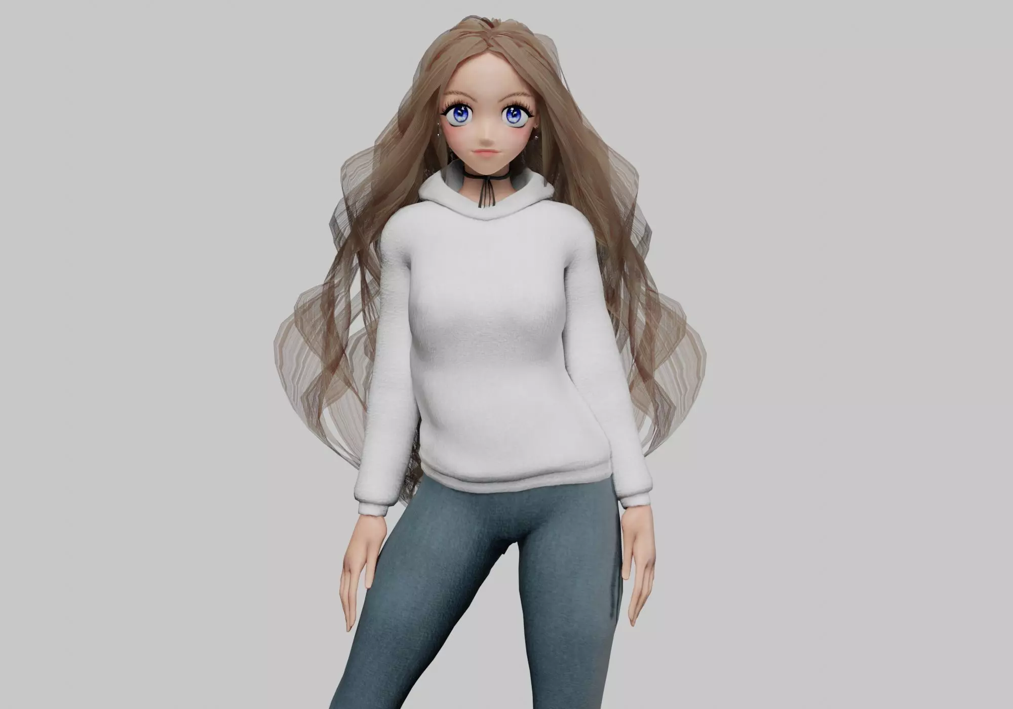 Young cute girl V39990 Low-poly 3D model