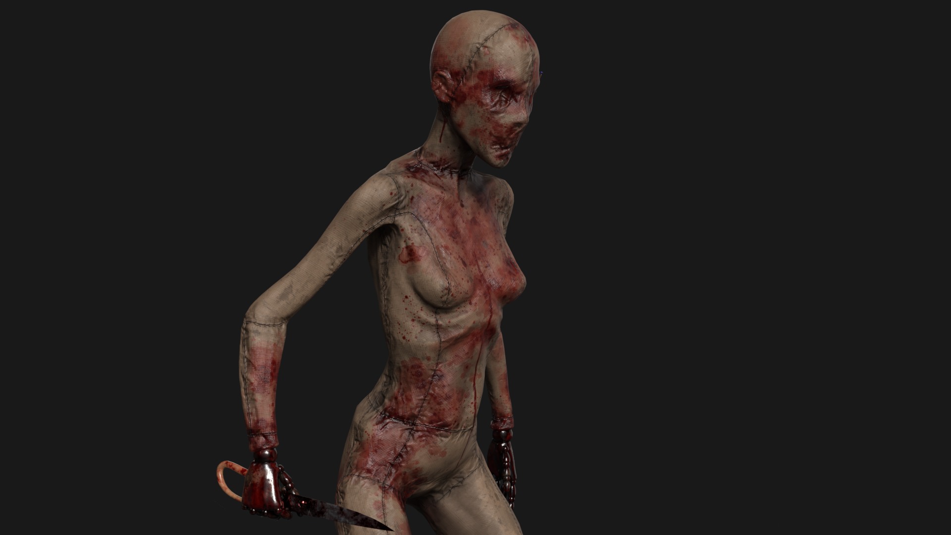 Mannequin killer 1 Low-poly 3D model_4