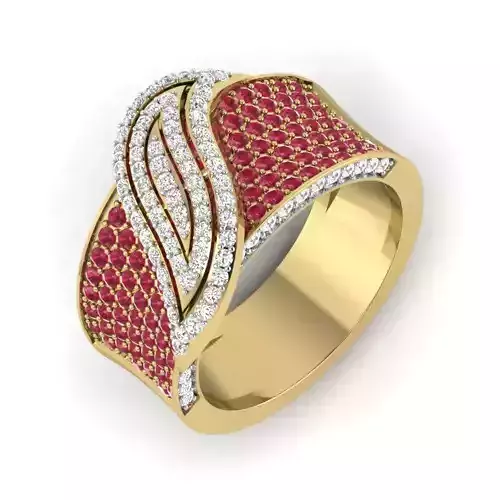 light weight  Yellow gold diamond rings-PR-347-DIA
