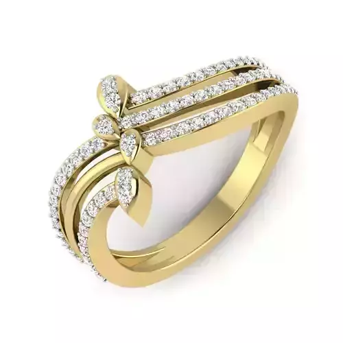 light weight  Yellow gold diamond rings-PR-357 DIA