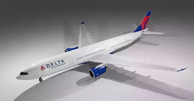 Delta airlines airbus a330-900 neo with cockpit  Low-poly 3D model