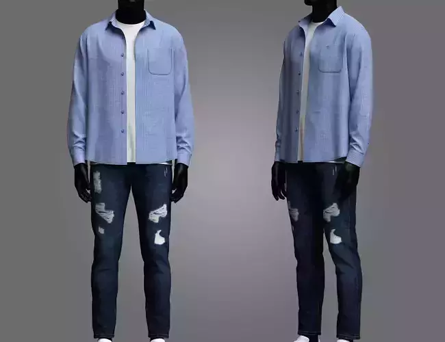 Male Shirt and Jeans Outfit