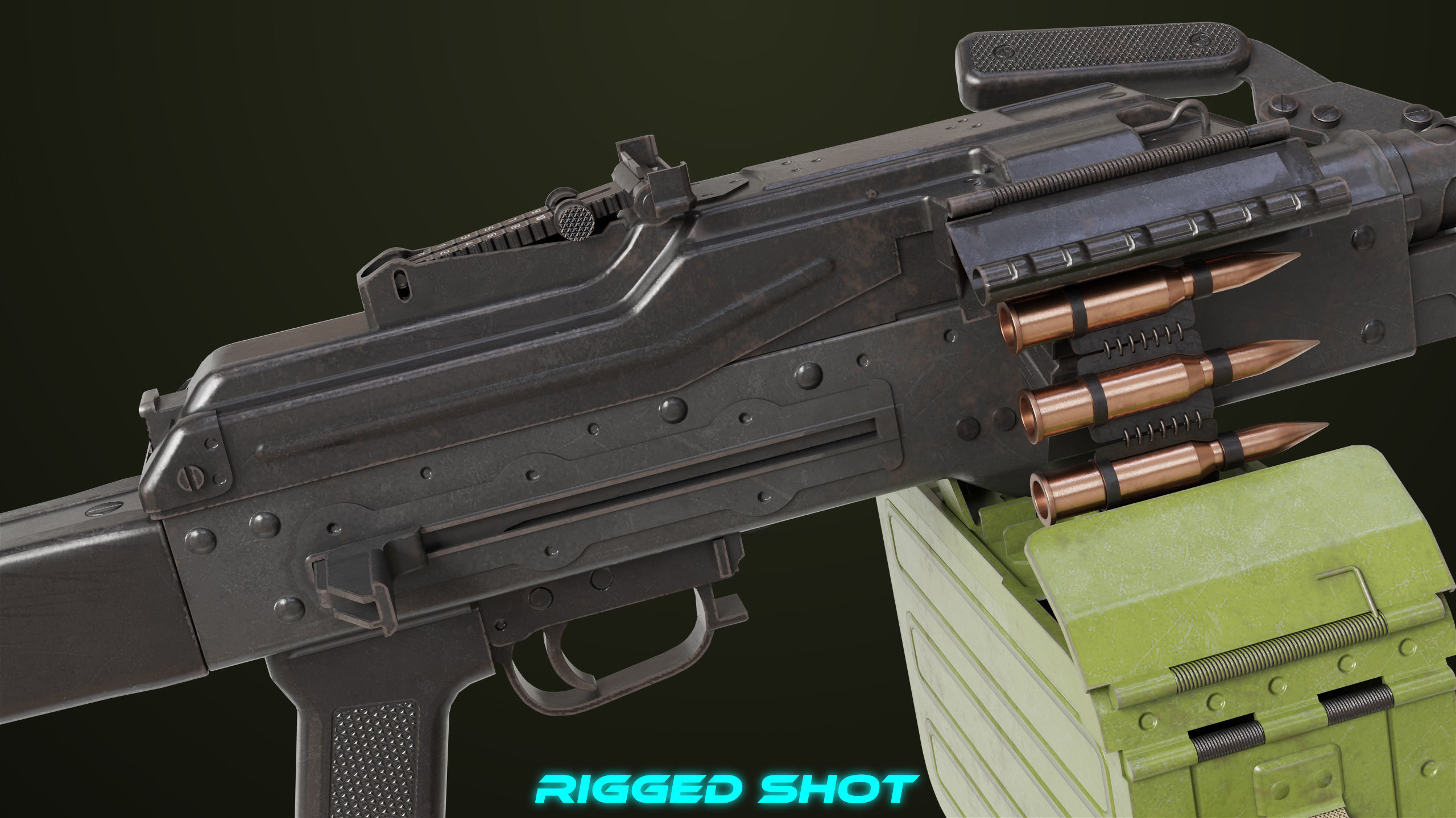 Machine Gun 11 Metal All PBR Unity UE Textures Low-poly 3D model_20