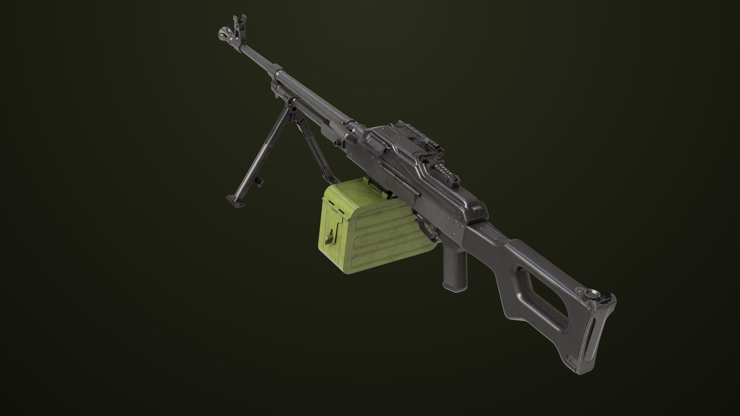 Machine Gun 11 Metal All PBR Unity UE Textures Low-poly 3D model_7