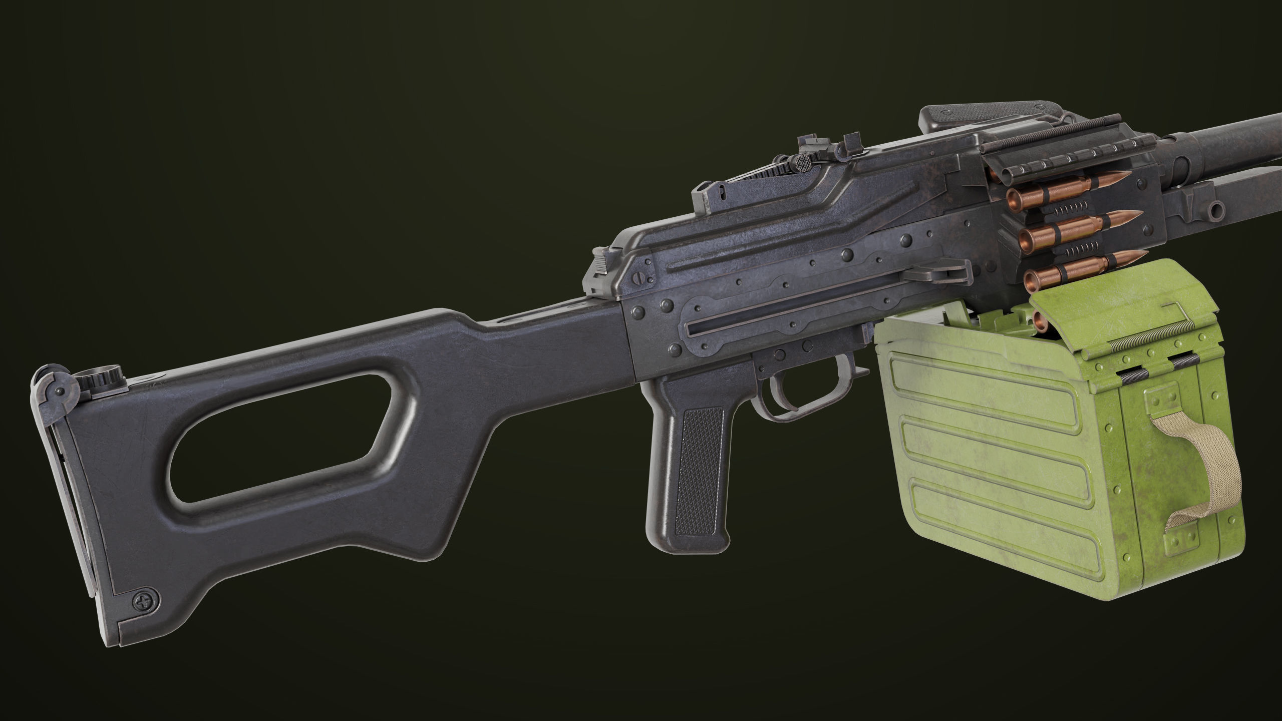 Machine Gun 11 Metal All PBR Unity UE Textures Low-poly 3D model_36