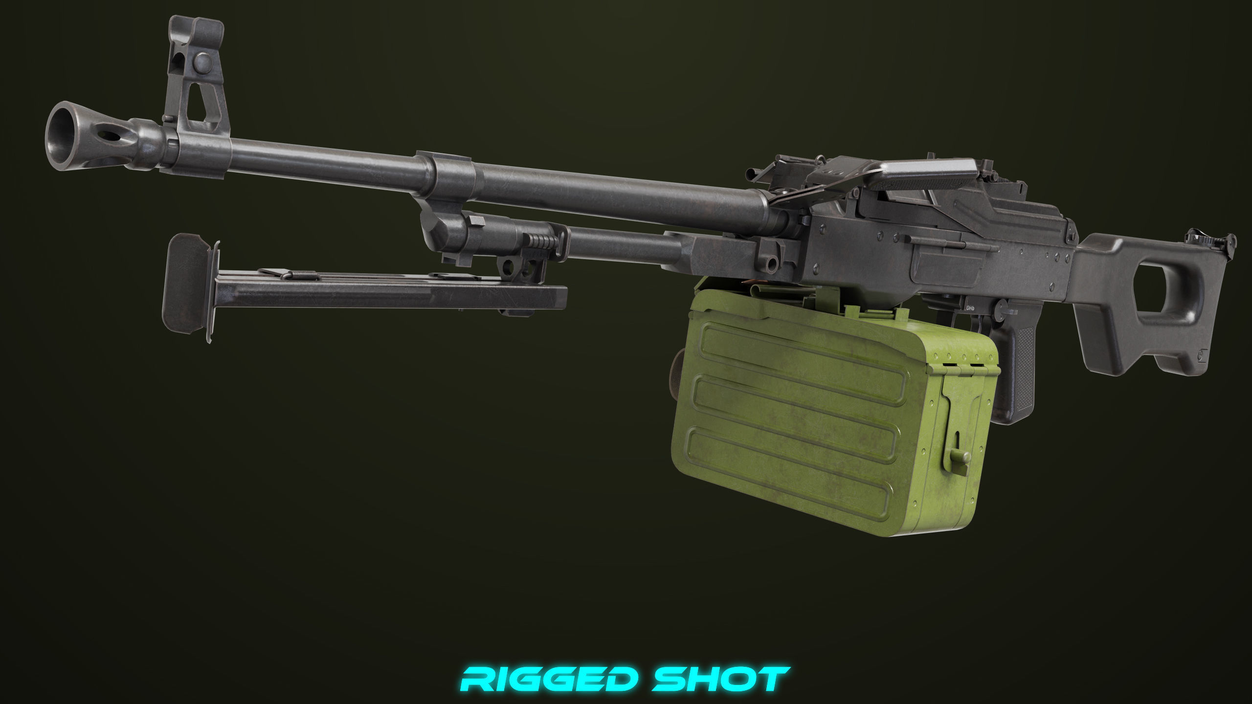 Machine Gun 11 Metal All PBR Unity UE Textures Low-poly 3D model_2