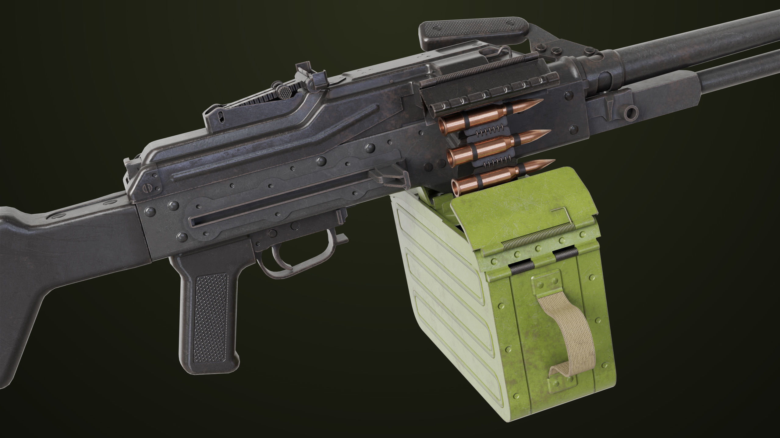 Machine Gun 11 Metal All PBR Unity UE Textures Low-poly 3D model_35