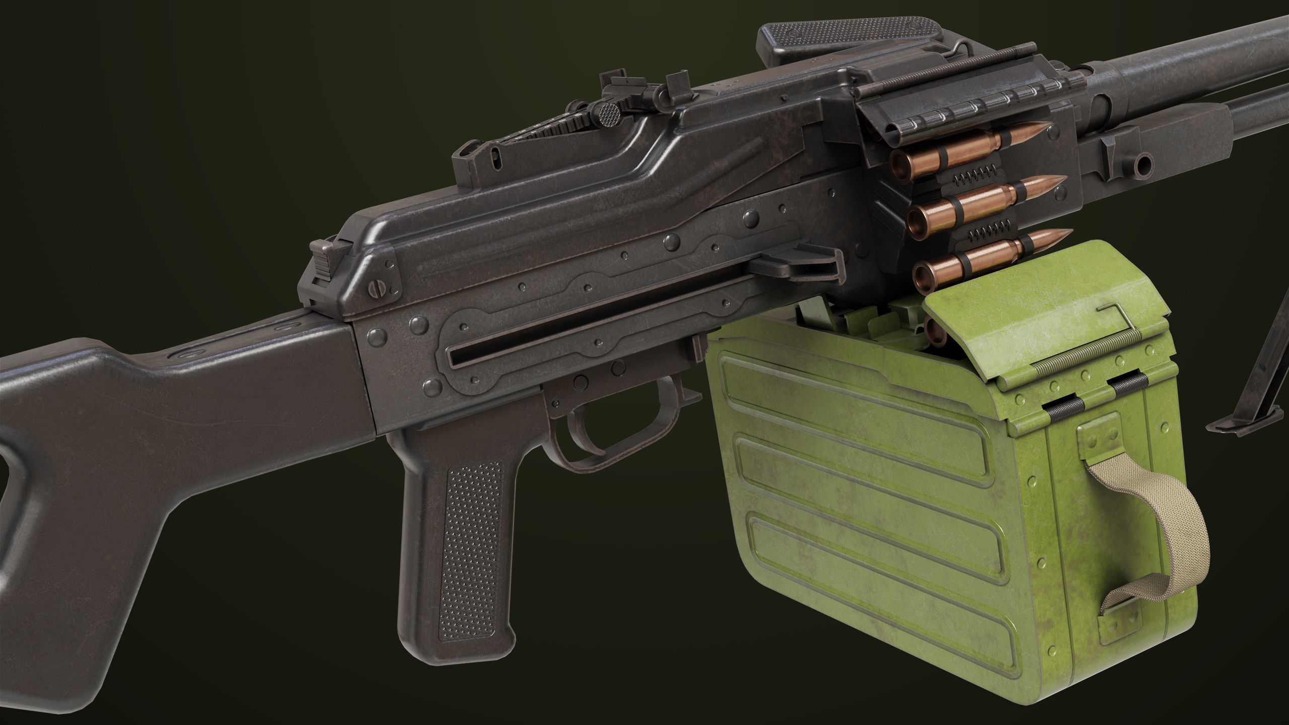 Machine Gun 11 Metal All PBR Unity UE Textures Low-poly 3D model_14