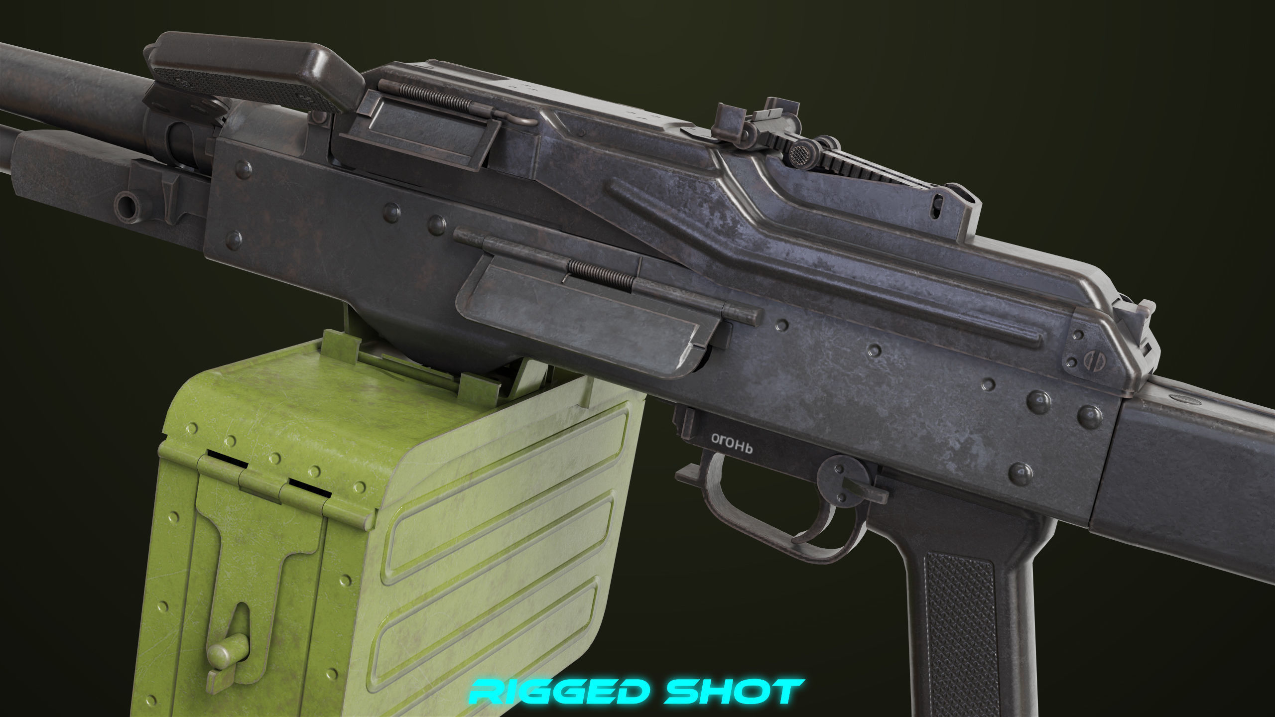 Machine Gun 11 Metal All PBR Unity UE Textures Low-poly 3D model_28