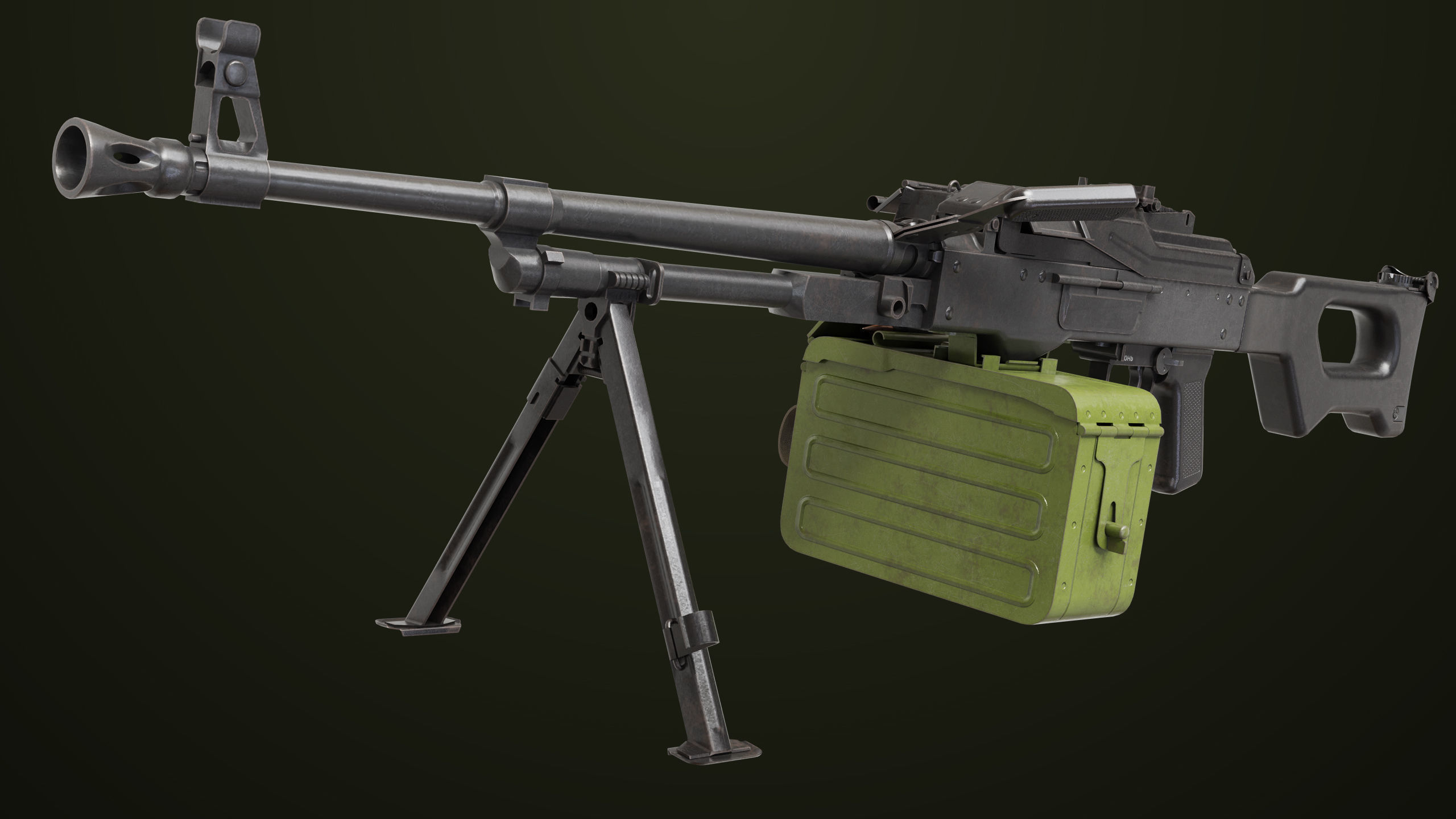 Machine Gun 11 Metal All PBR Unity UE Textures Low-poly 3D model_3