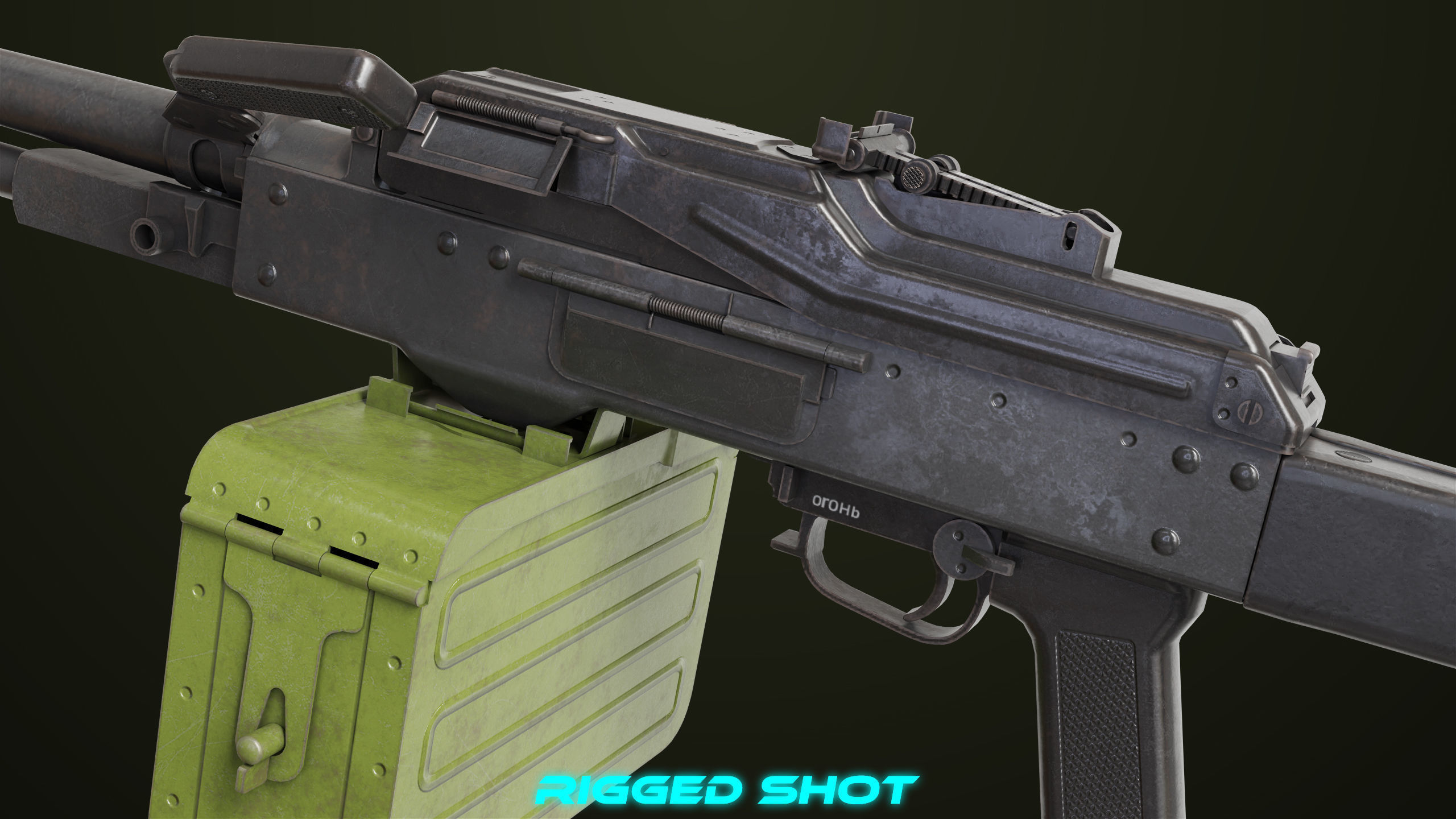 Machine Gun 11 Metal All PBR Unity UE Textures Low-poly 3D model_27