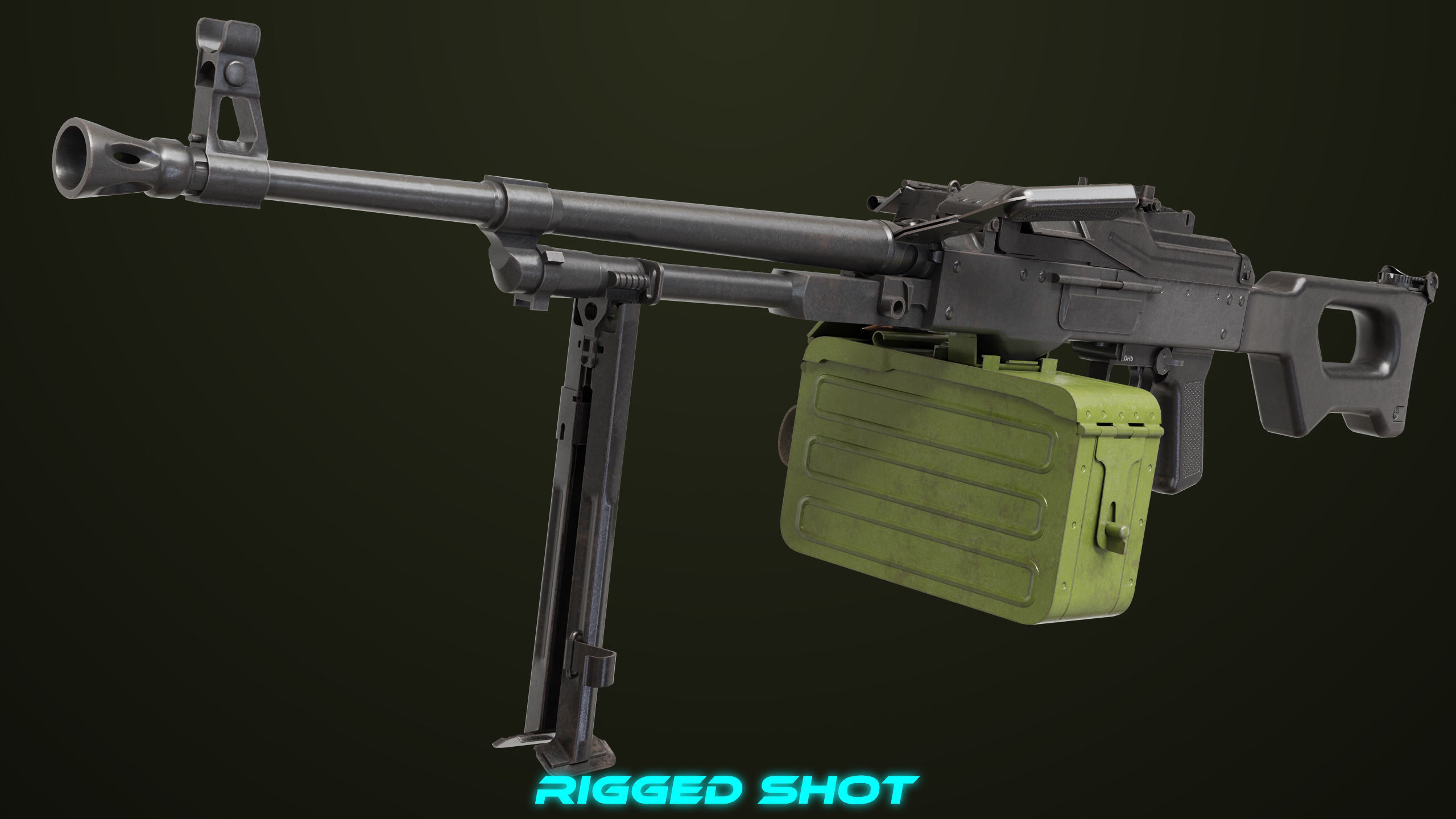 Machine Gun 11 Metal All PBR Unity UE Textures Low-poly 3D model_4