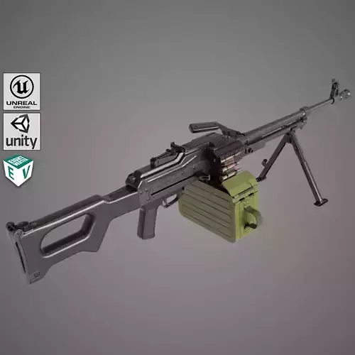 Machine Gun 11 Metal All PBR Unity UE Textures Low-poly 3D model