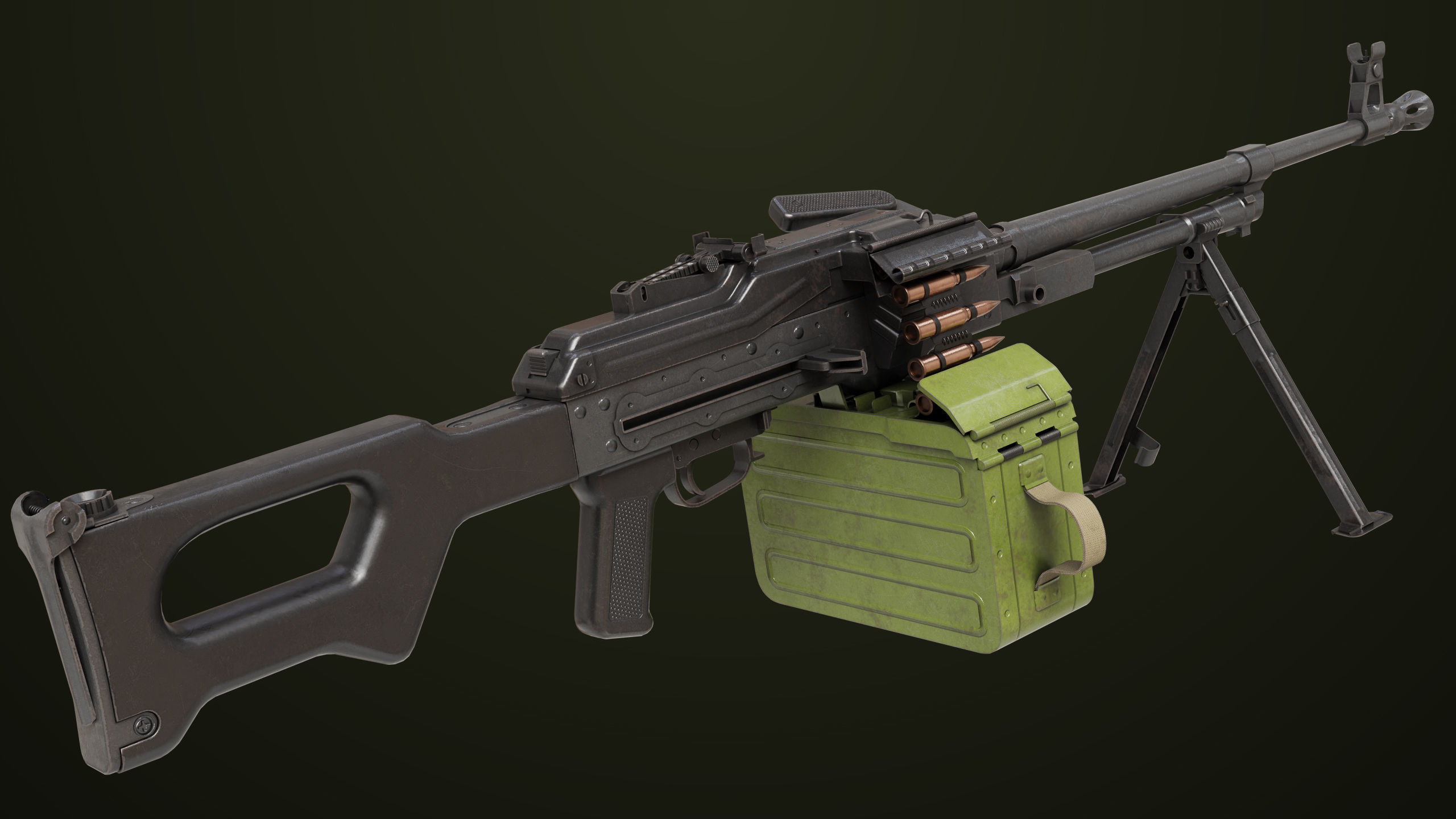 Machine Gun 11 Metal All PBR Unity UE Textures Low-poly 3D model_15