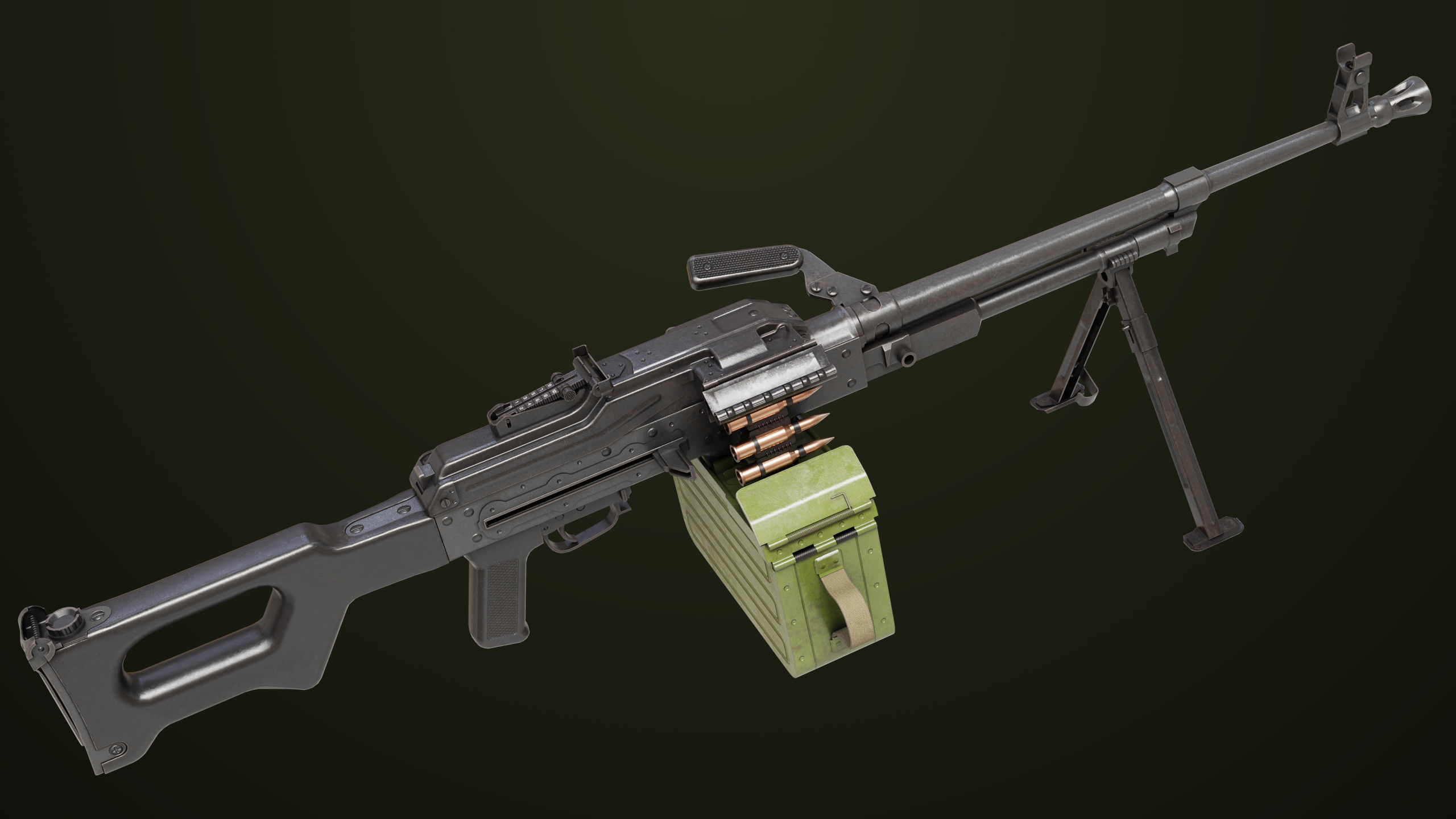 Machine Gun 11 Metal All PBR Unity UE Textures Low-poly 3D model_1