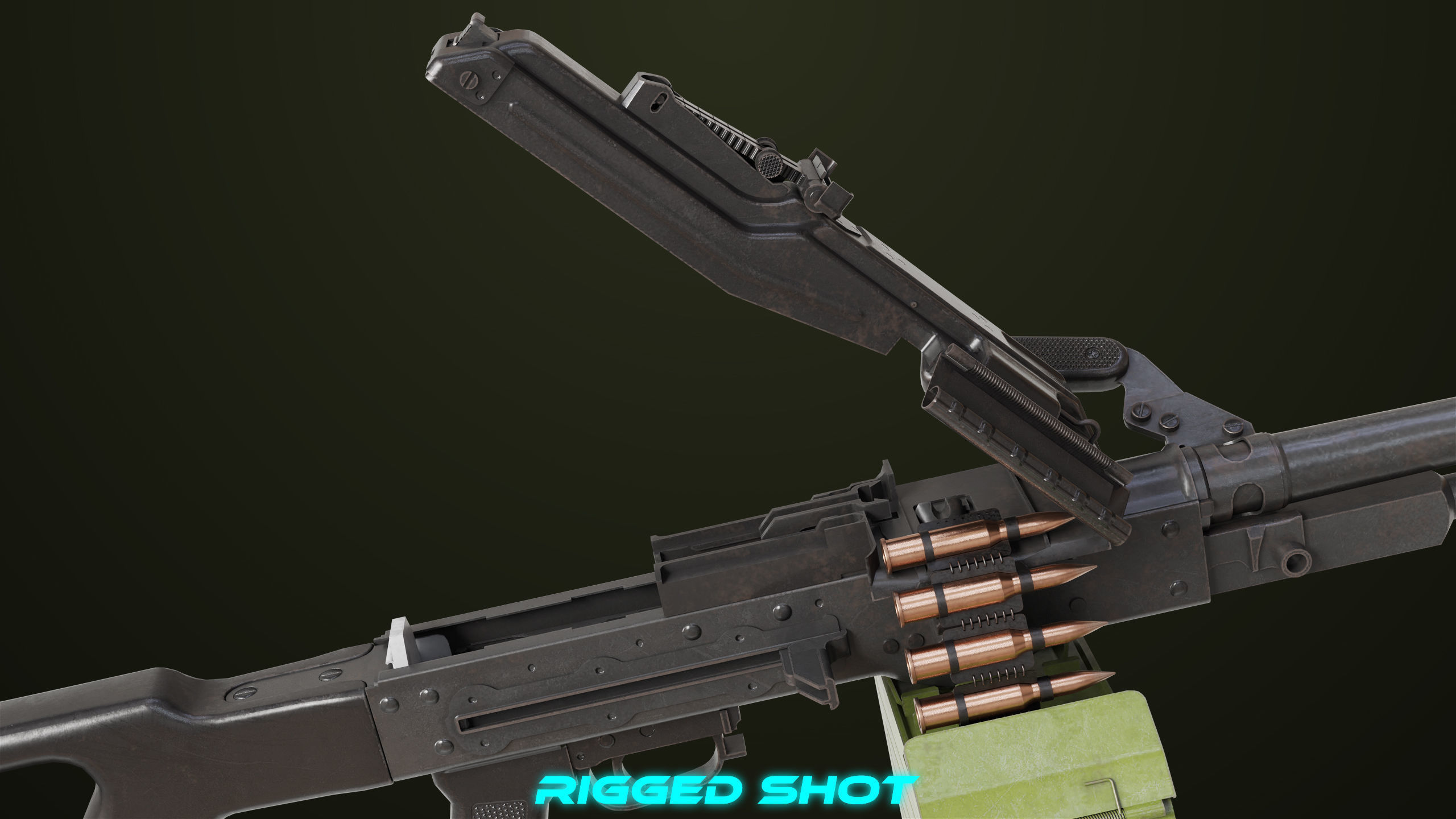 Machine Gun 11 Metal All PBR Unity UE Textures Low-poly 3D model_26