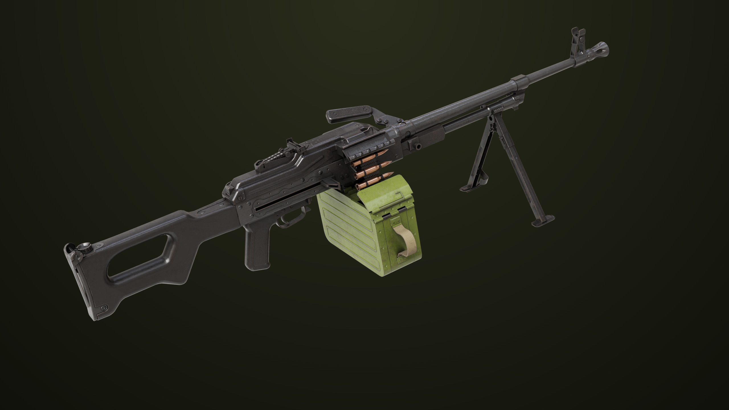 Machine Gun 11 Metal All PBR Unity UE Textures Low-poly 3D model_6