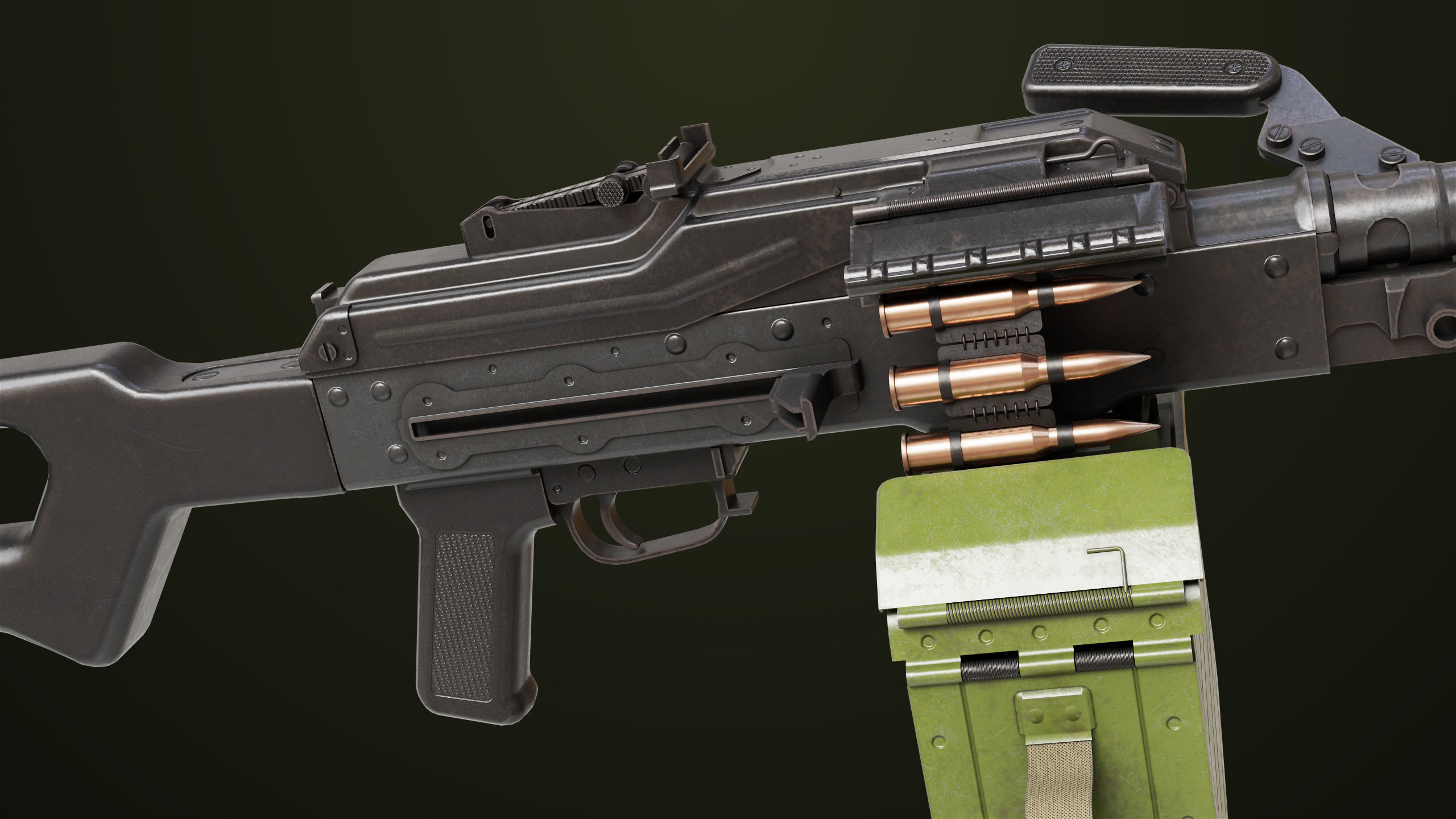 Machine Gun 11 Metal All PBR Unity UE Textures Low-poly 3D model_13