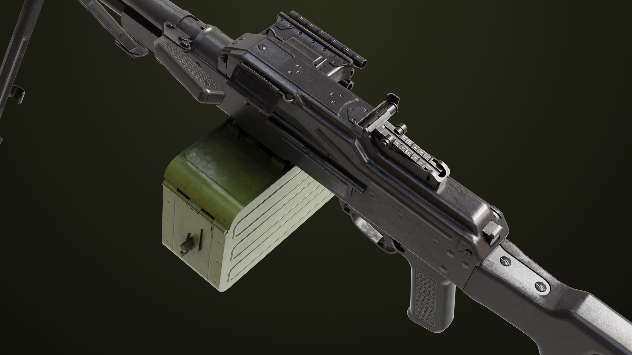 Machine Gun 11 Metal All PBR Unity UE Textures Low-poly 3D model_12