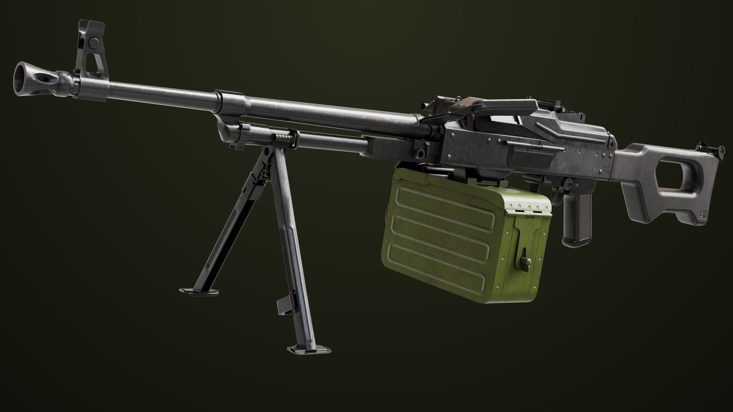 Machine Gun 11 Metal All PBR Unity UE Textures Low-poly 3D model_11